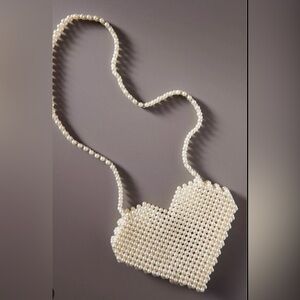 Heart Icon Beaded Bag anthropology bridal pearl purse